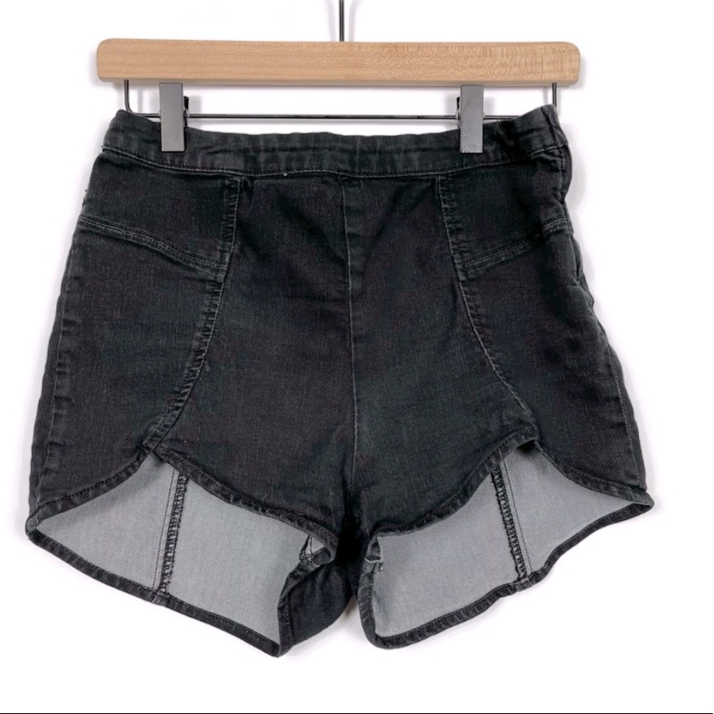 Black Acid Wash Denim High-Waisted Shorts | Free People | Size 29